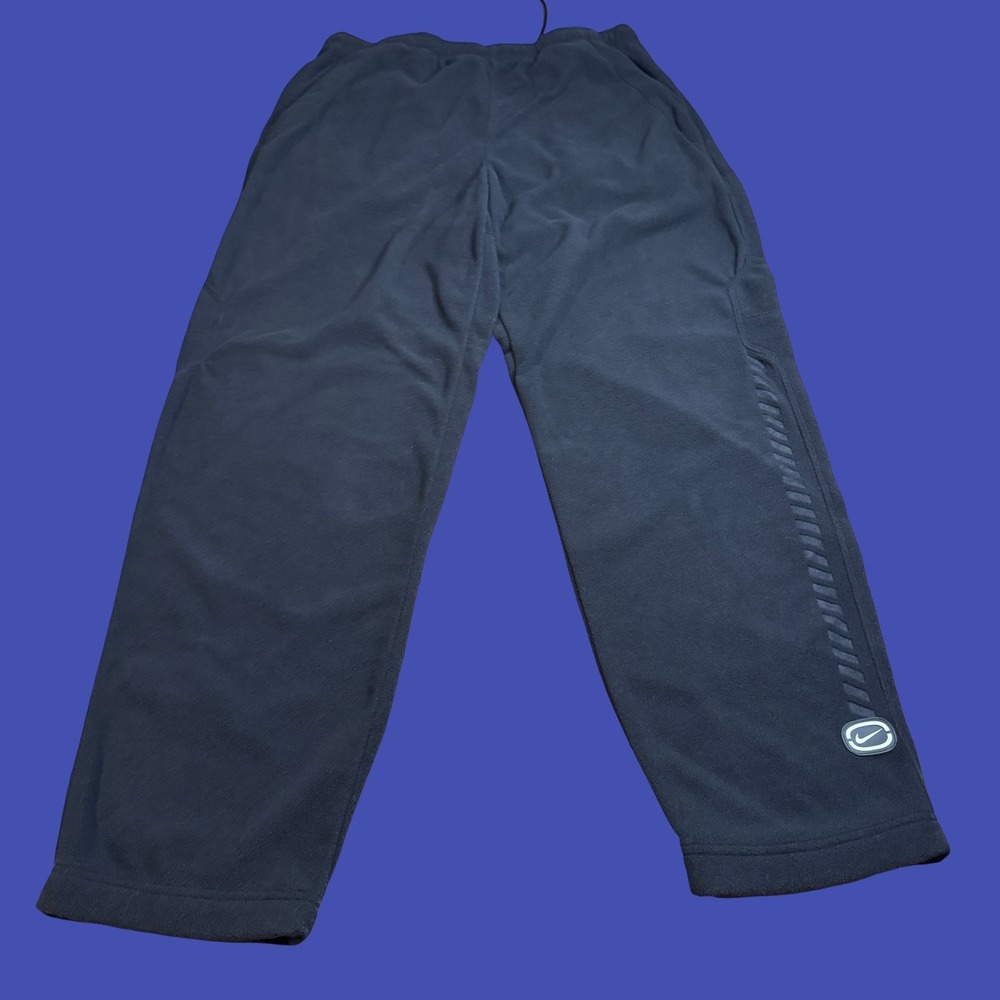 Y2K Nike Fleece Jogger Pants XL Black Swoosh Logo Athletic Gym Casual Vintage